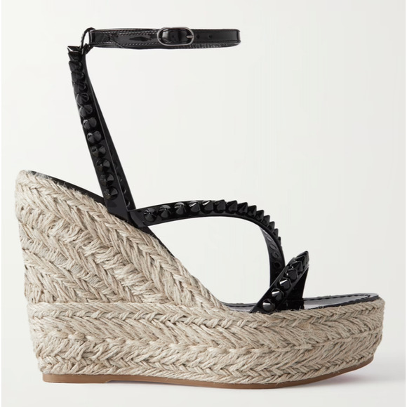 Christian Louboutin Mafaldina Zeppa 120 Black Platform Wedge Sandal Heel Pump 42 - Picture 1 of 12